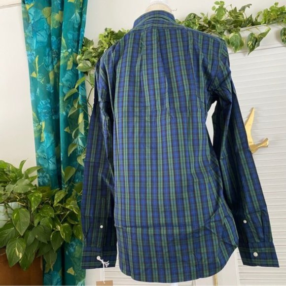 J. Crew | Slim Performance Twill Shirt Buttondown Long Sleeve Pine Plaid Green - Picture 10 of 14